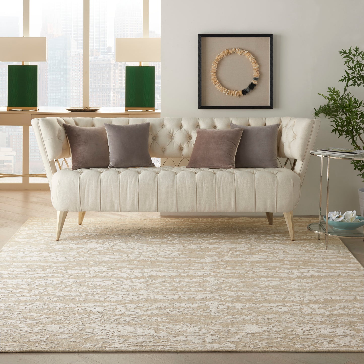 Nourison Divine 7'9" x 9'9" Sand Modern Indoor Rug