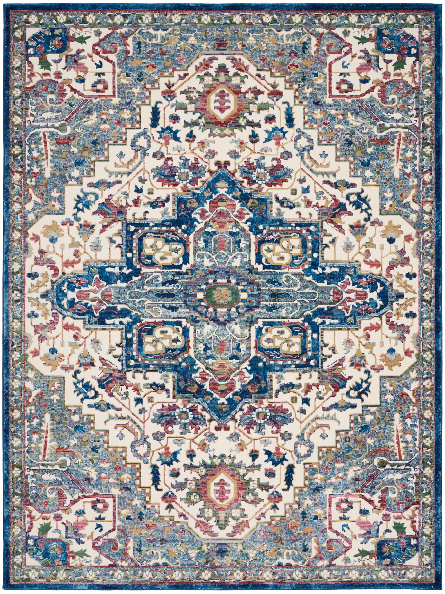 Nourison Ankara Global 7'10" x 9'10" Ivory Navy Bohemian Indoor Rug