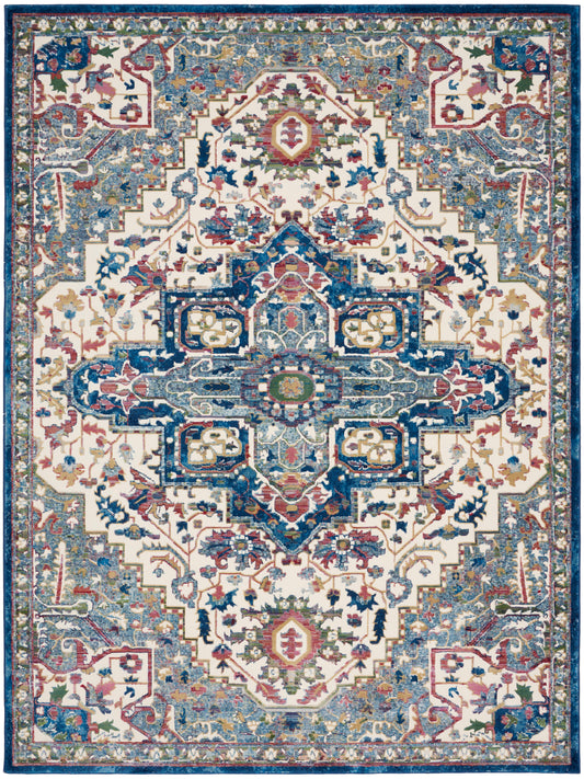 Nourison Ankara Global 7'10" x 9'10" Ivory Navy Bohemian Indoor Rug