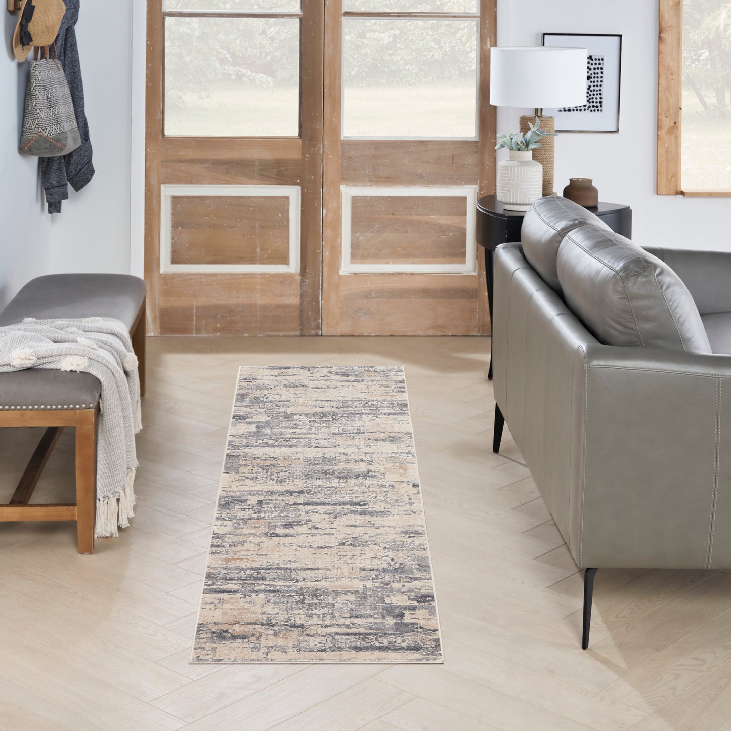 Nourison Rustic Textures 2'2" x 7'6" Beige Grey Modern Indoor Rug