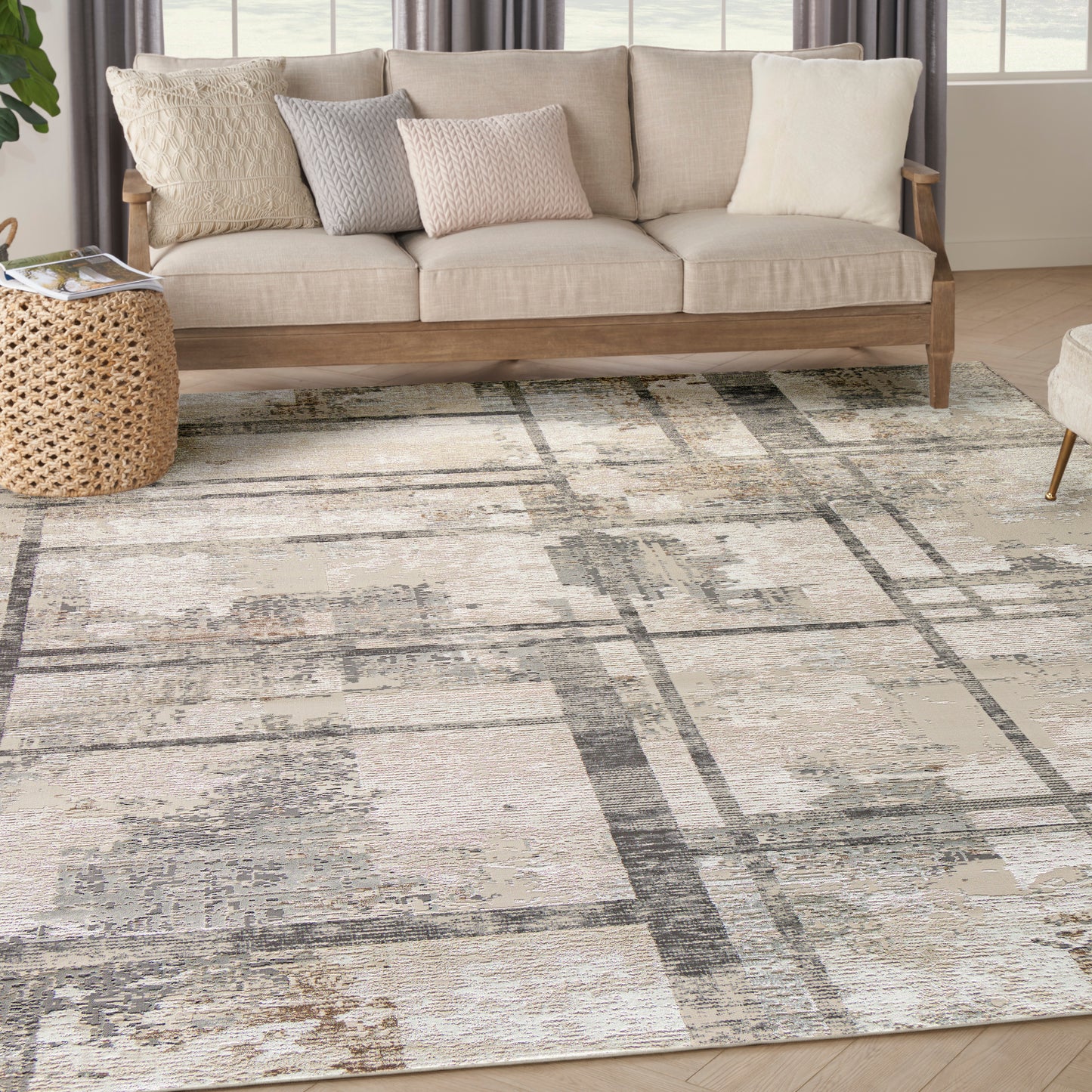 Nourison Sustainable Trends 9' x 12' Ivory Multicolor Modern Indoor Rug