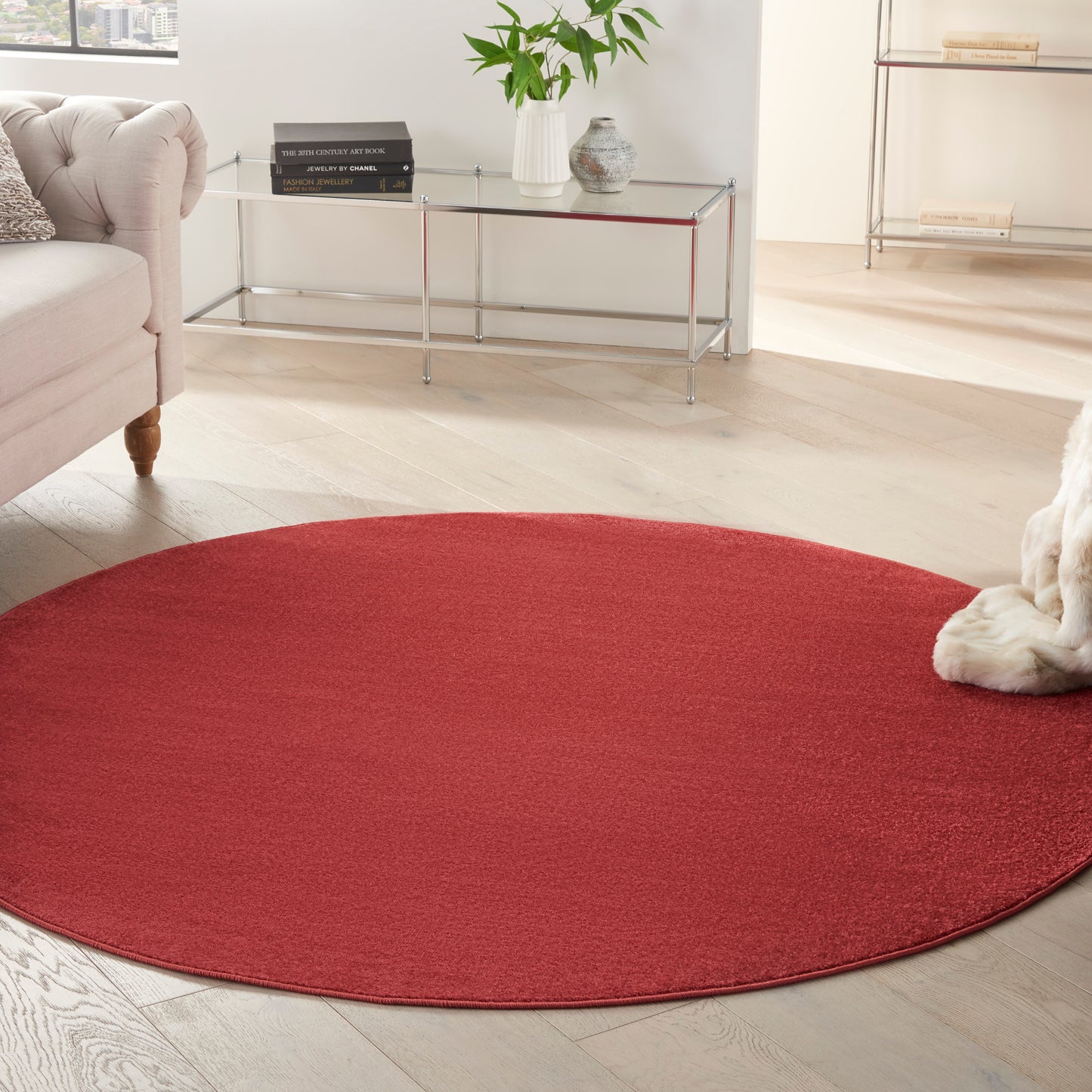 Nourison Nourison Essentials 6' x Round Brick Red Outdoor Rug