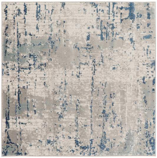 Nourison Quarry 5' x Square Ivory Grey Blue Modern Indoor Rug