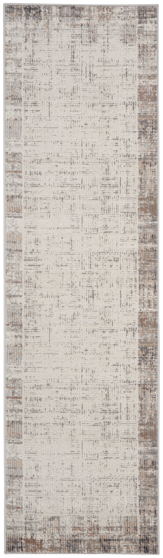 Nourison Elation 2' x 6' Ivory Grey Modern Indoor Rug