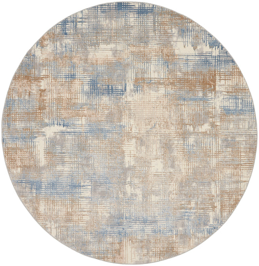 Calvin Klein CK950 Rush 8' x Round Blue Beige Modern Indoor Rug