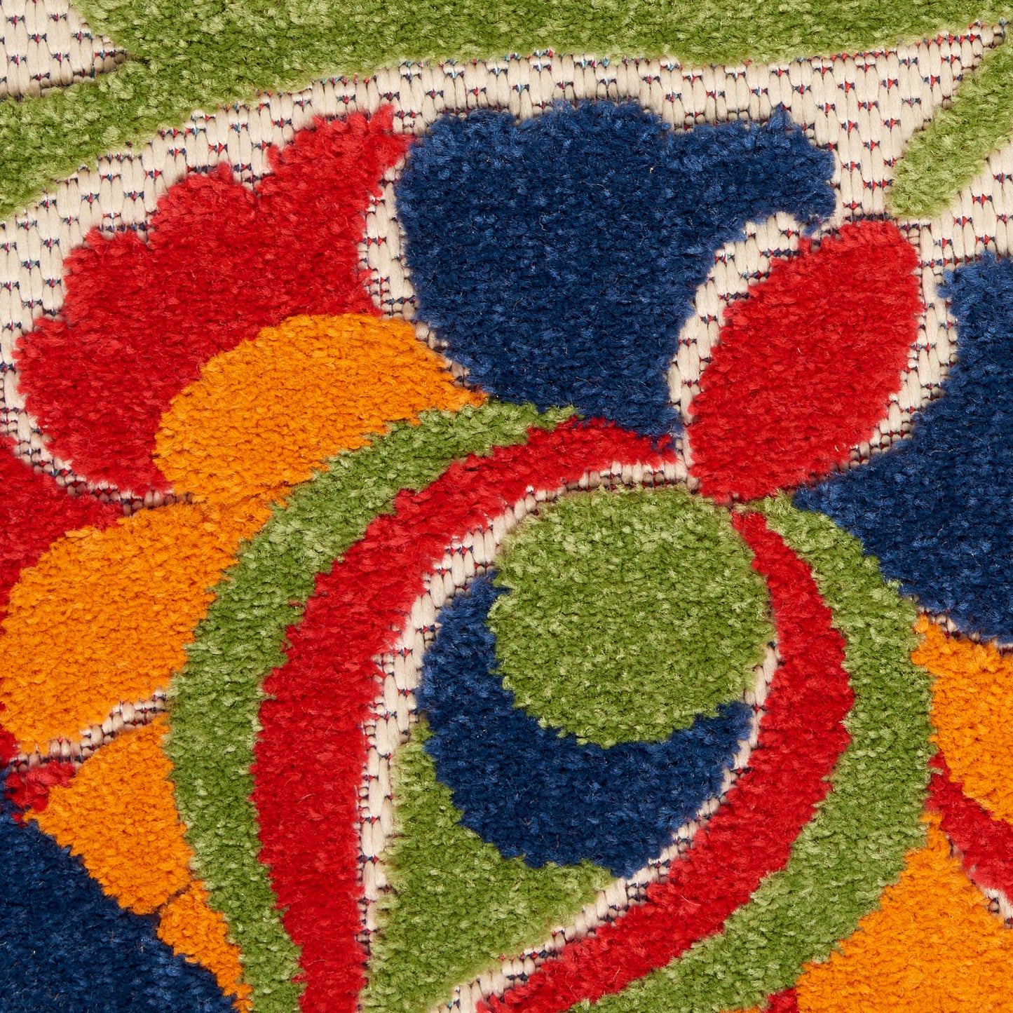 Nourison Aloha 4' x Round Multicolor Farmhouse Rug