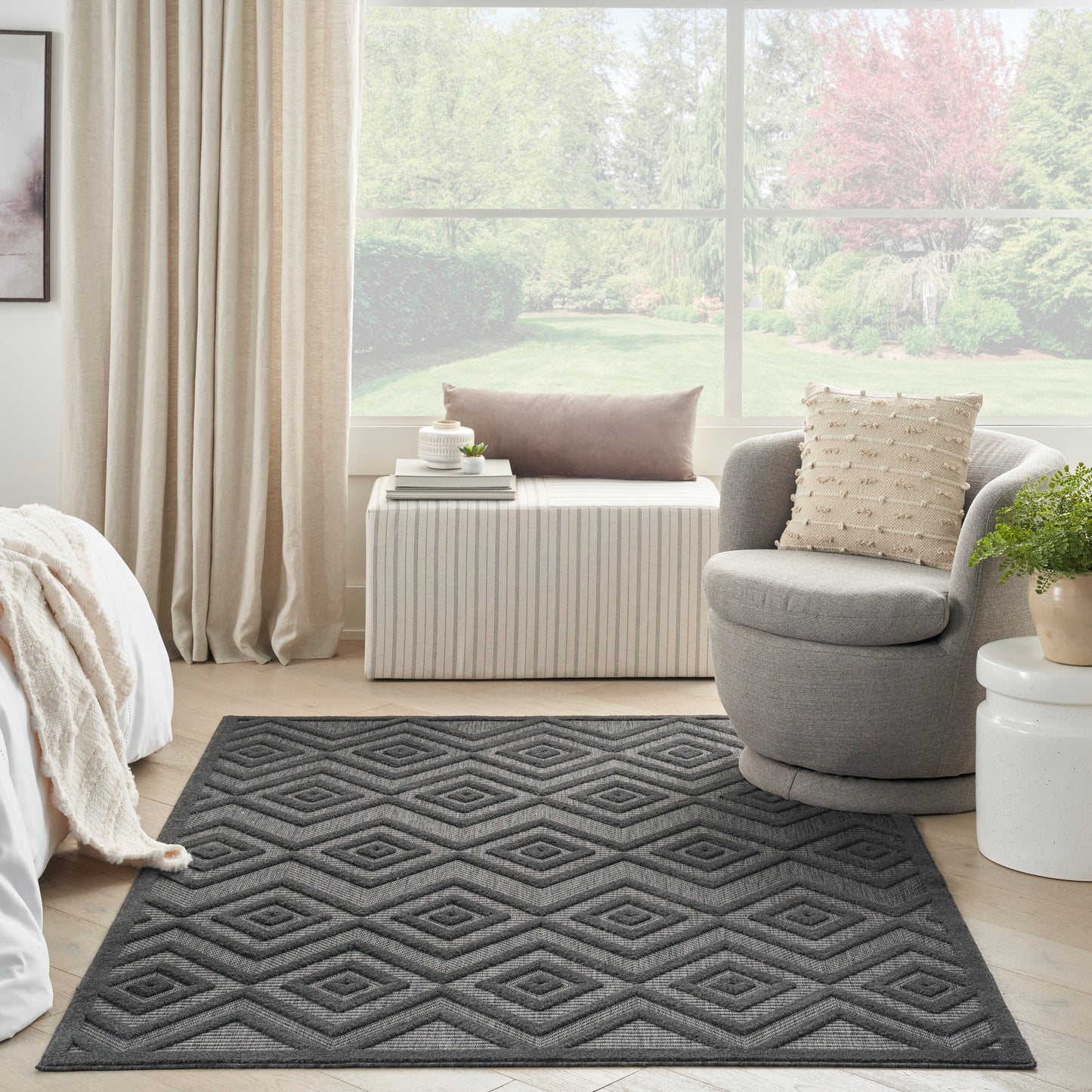 Nourison Versatile 5' x 7' Charcoal Black Modern Rug