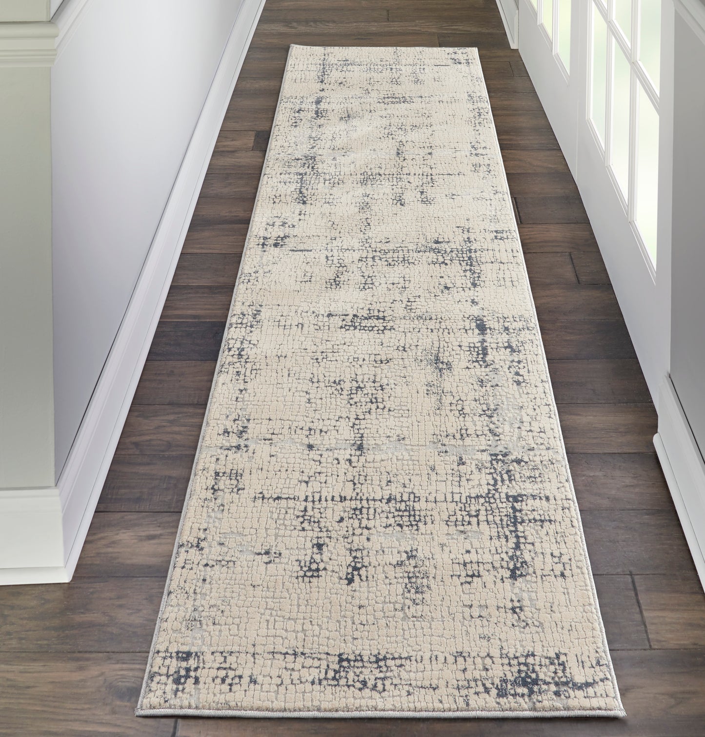 Nourison Rustic Textures 2'2" x 7'6" Ivory/Blue Modern Indoor Rug