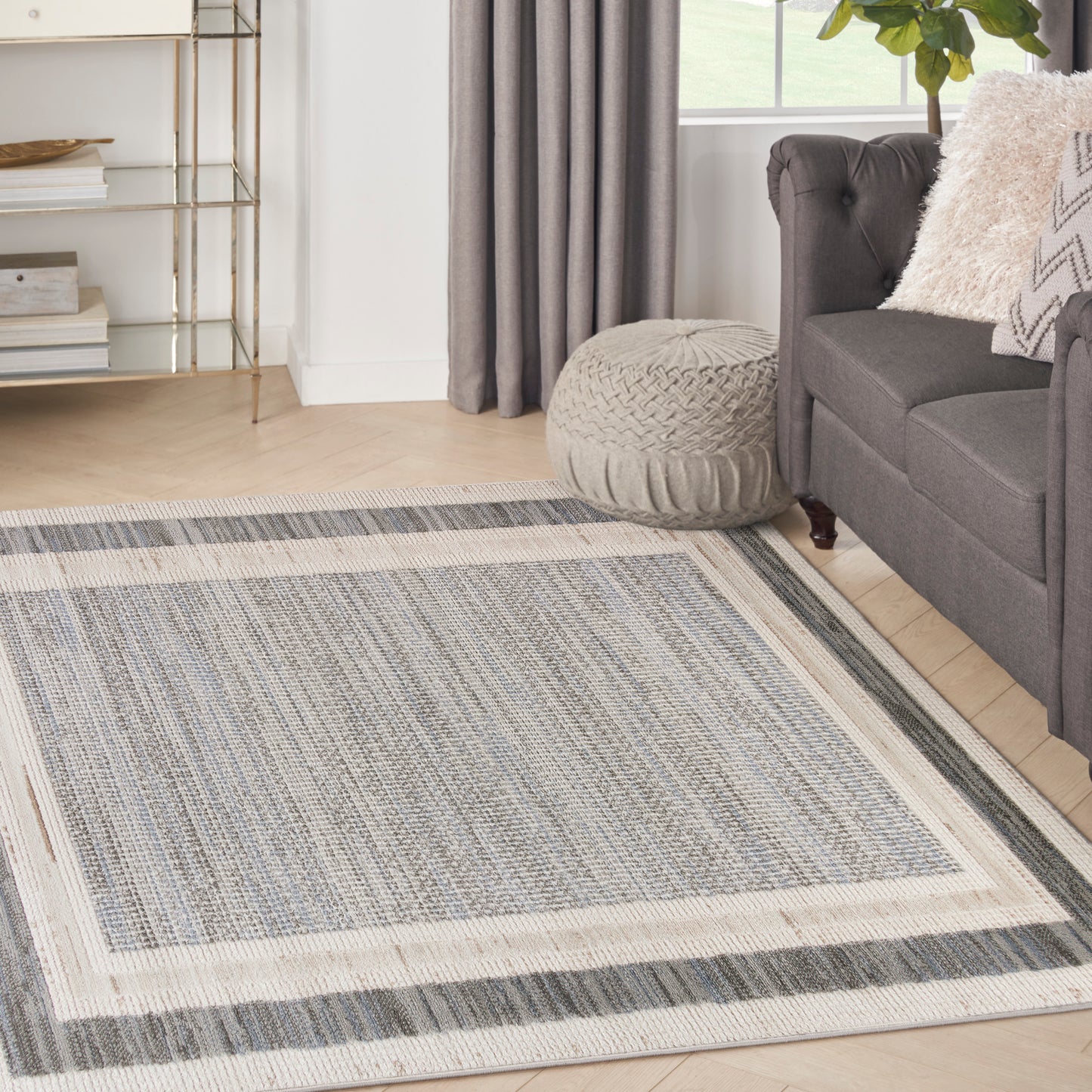 Nourison Serenity Home 3'11" x 5'11" Grey Ivory Modern Indoor Rug