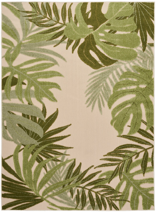 Nourison Aloha 5'3" x 7'5" Ivory Green Outdoor Rug