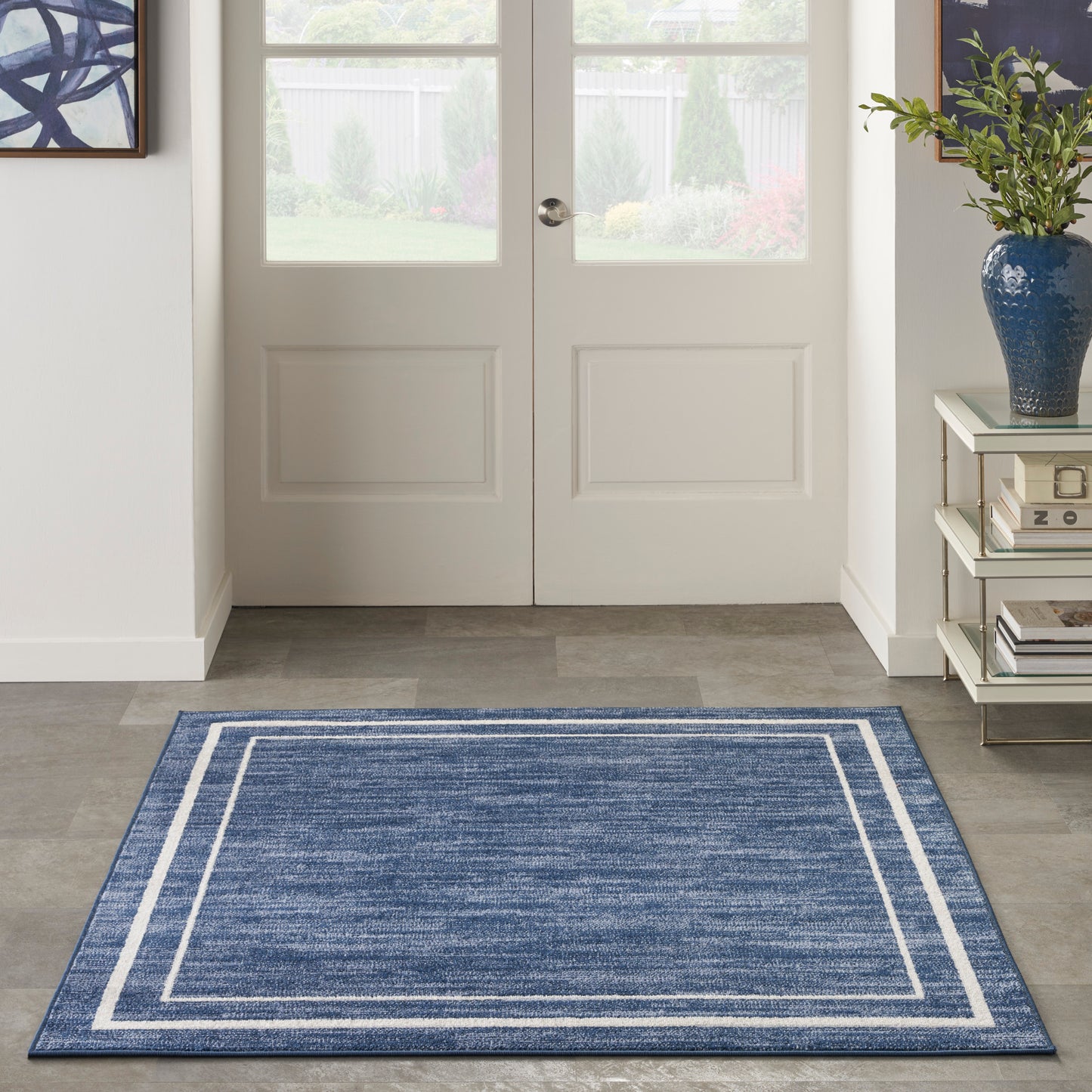 Nourison Nourison Essentials 5' x Square Navy/Ivory Contemporary Rug