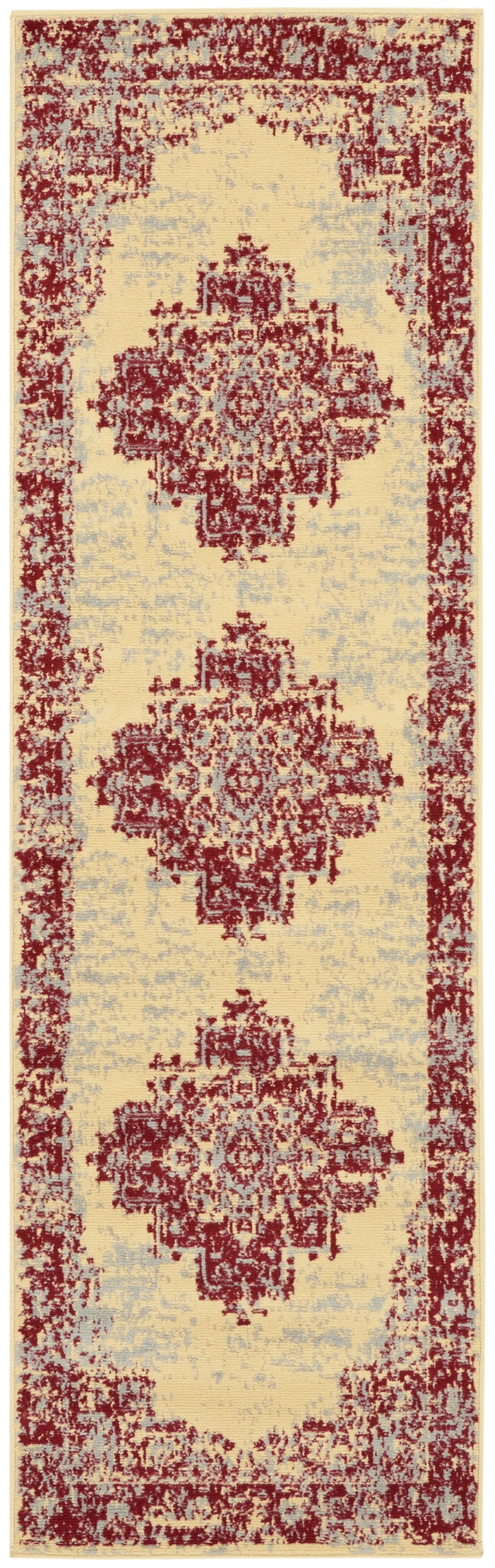 Nourison Grafix 2'3" x 7'6" Cream Red Vintage Indoor Rug