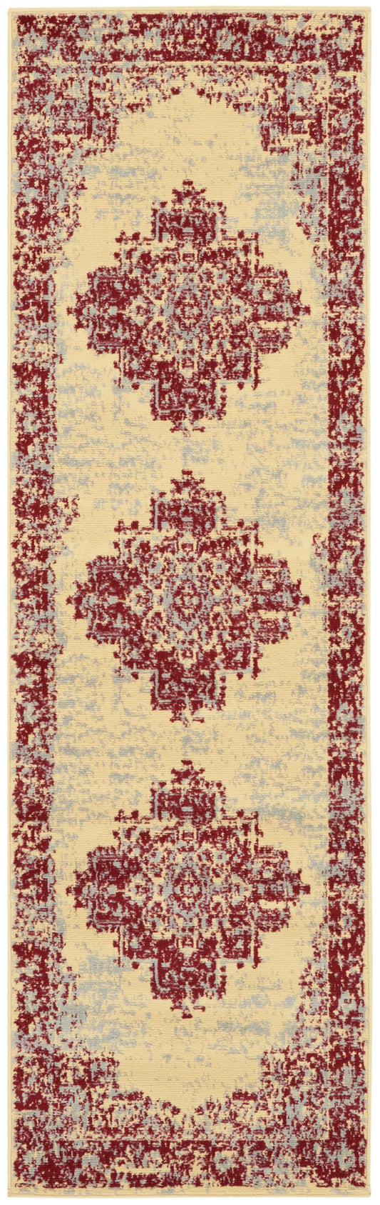 Nourison Grafix 2'3" x 7'6" Cream Red Vintage Indoor Rug