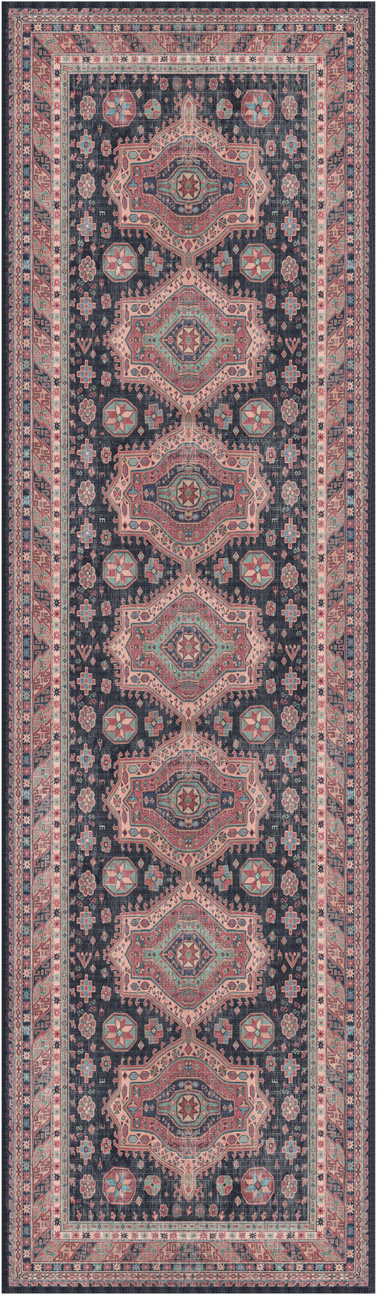 Nourison Vintage Home 2'2" x 7'6" Navy Bohemian Indoor Rug