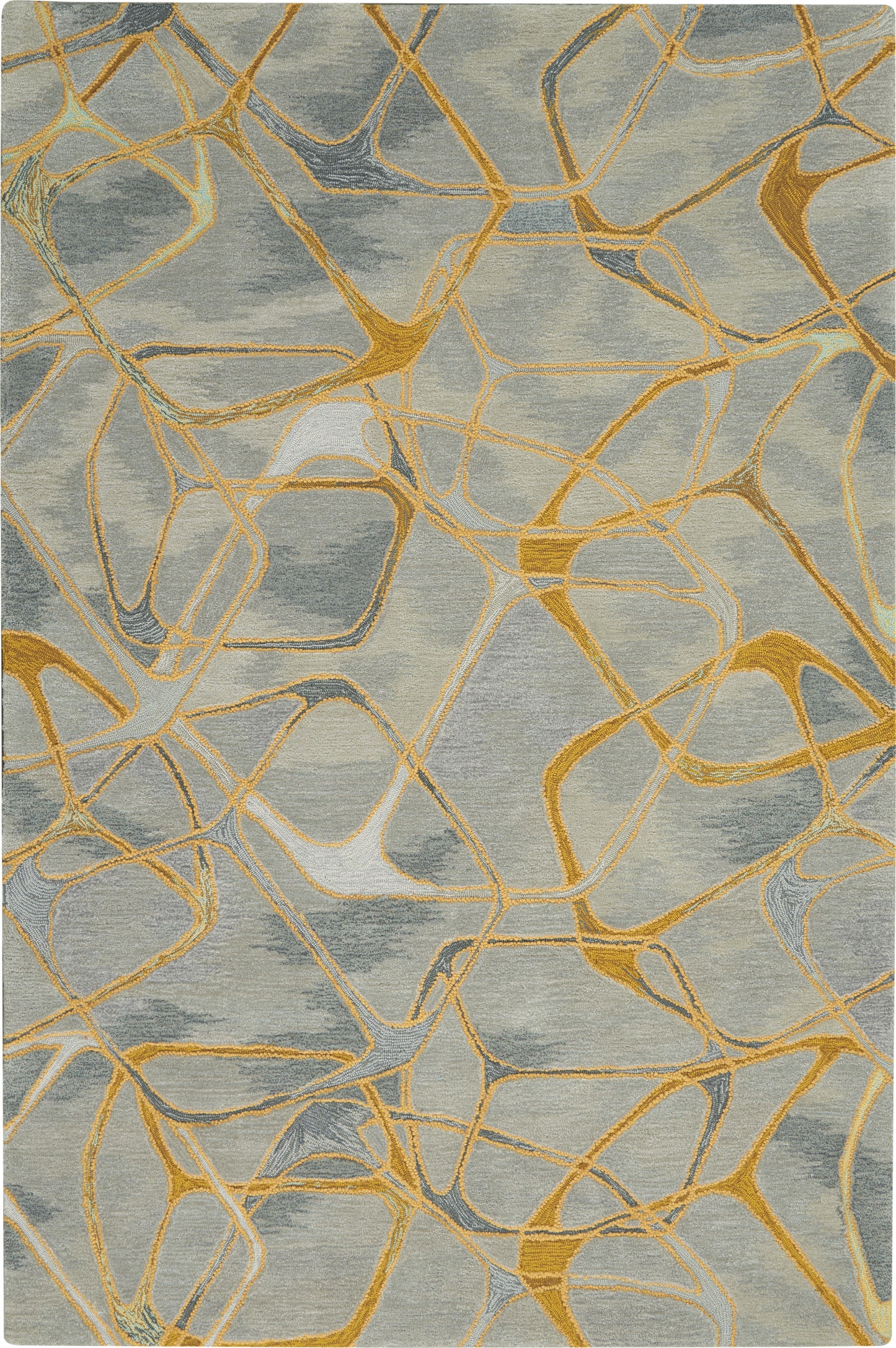 Nourison Symmetry 3'9" x 5'9" Grey Yellow Modern Indoor Rug