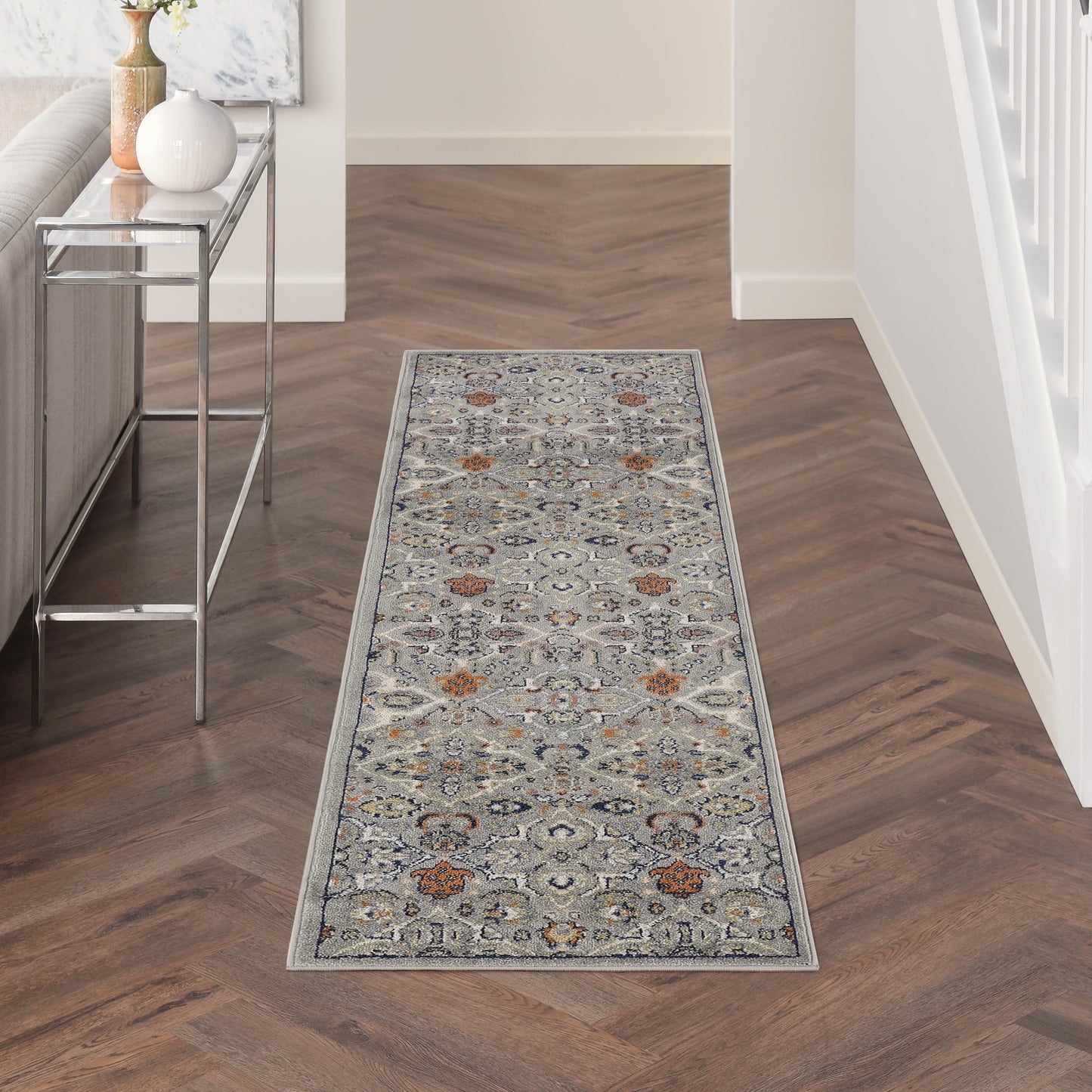 Nourison Allur 2'3" x 7'6" Grey Bohemian Indoor Rug