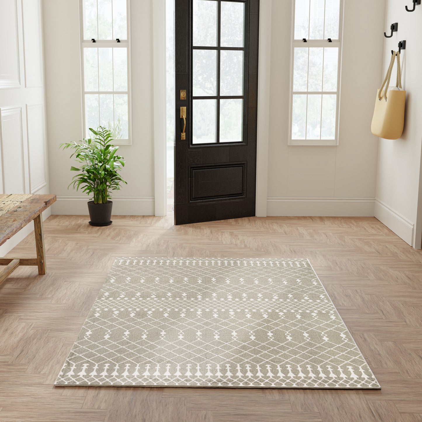 Nourison Astra Machine Washable 4' x 6' Sage Bohemian Indoor Rug