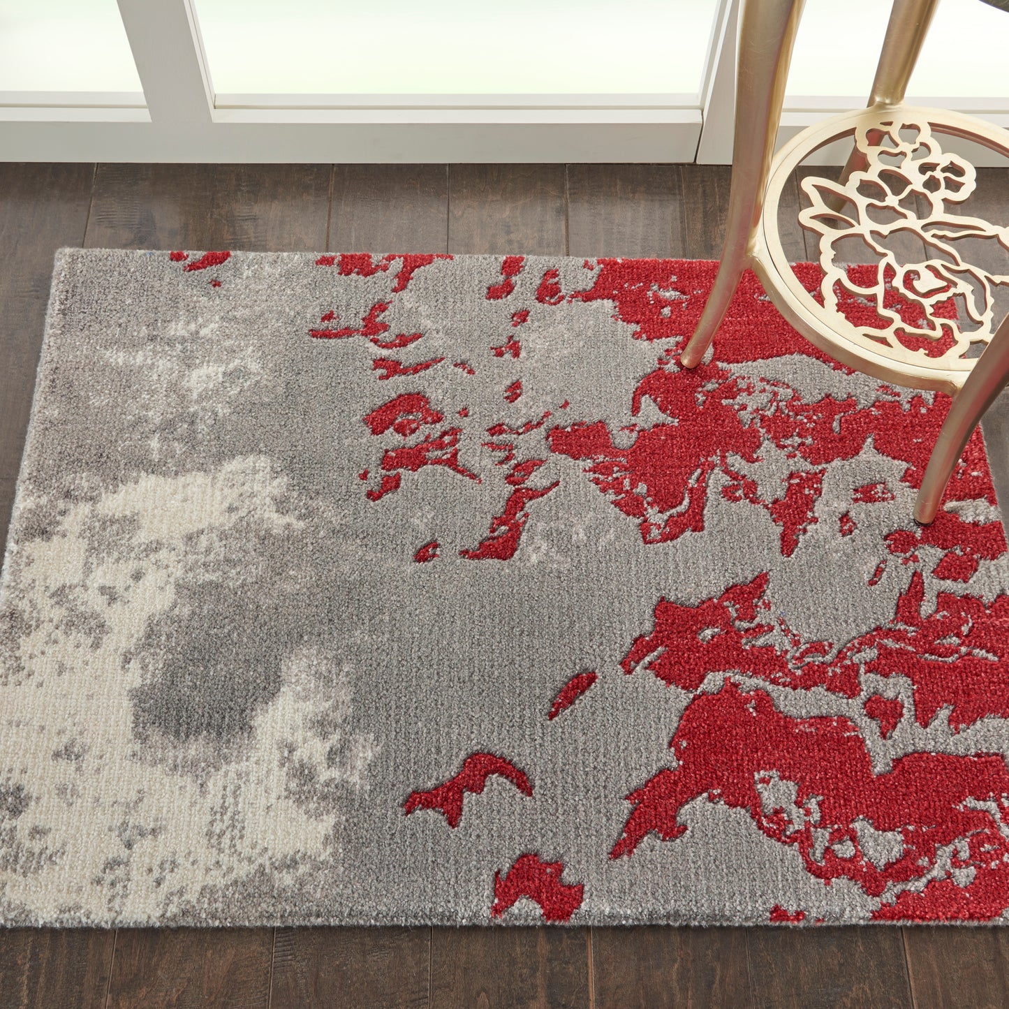 Nourison Twilight 2' x 3' Grey/Red Modern Indoor Rug