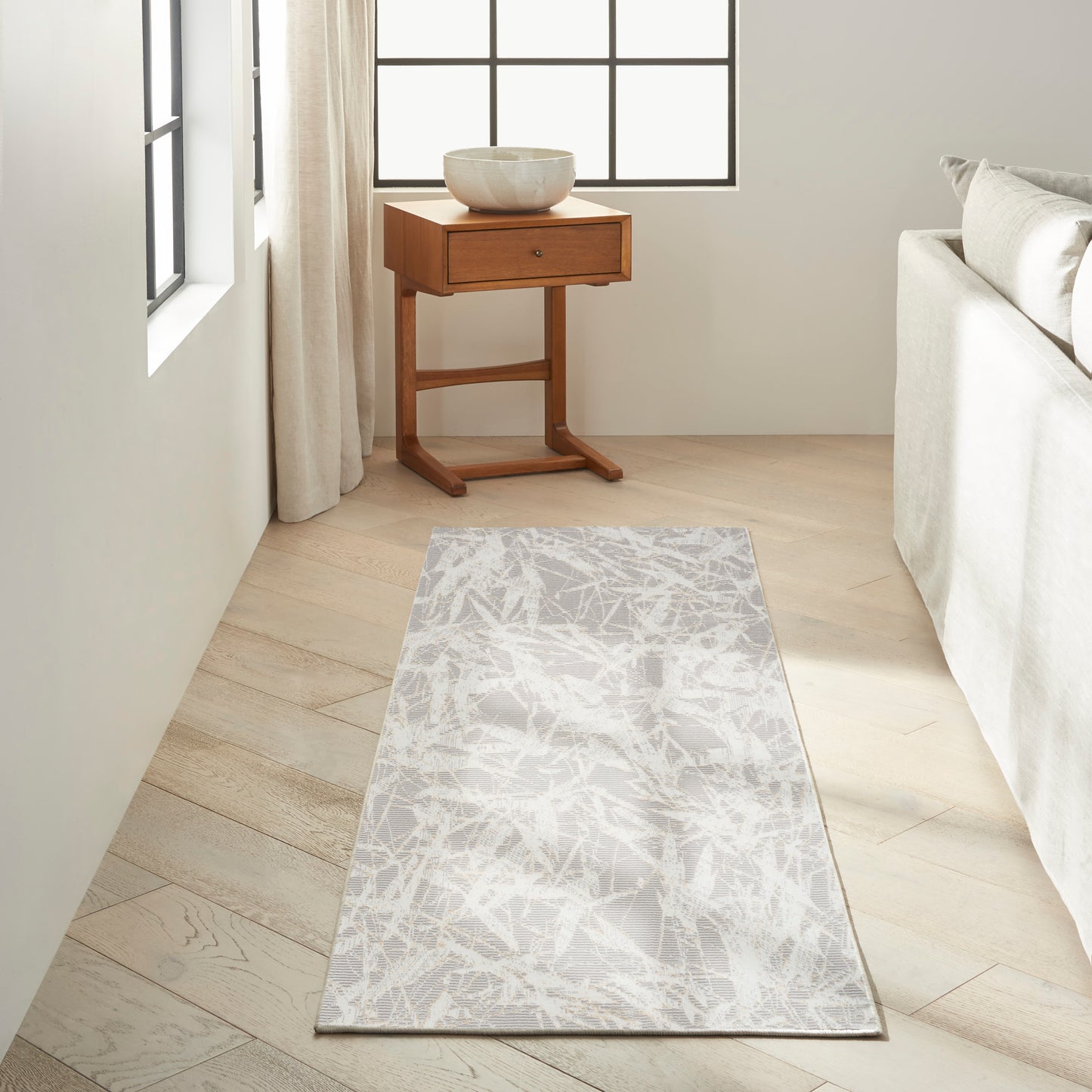 Calvin Klein CK950 Rush 2'3" x 7'3" Grey Ivory Modern Indoor Rug