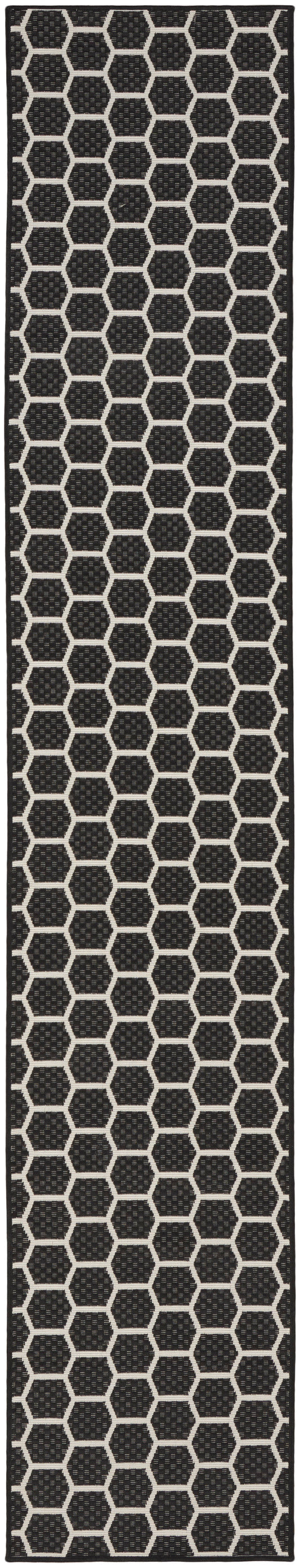 Nourison Twist Reversible 2'2" x 10' Black Modern Rug