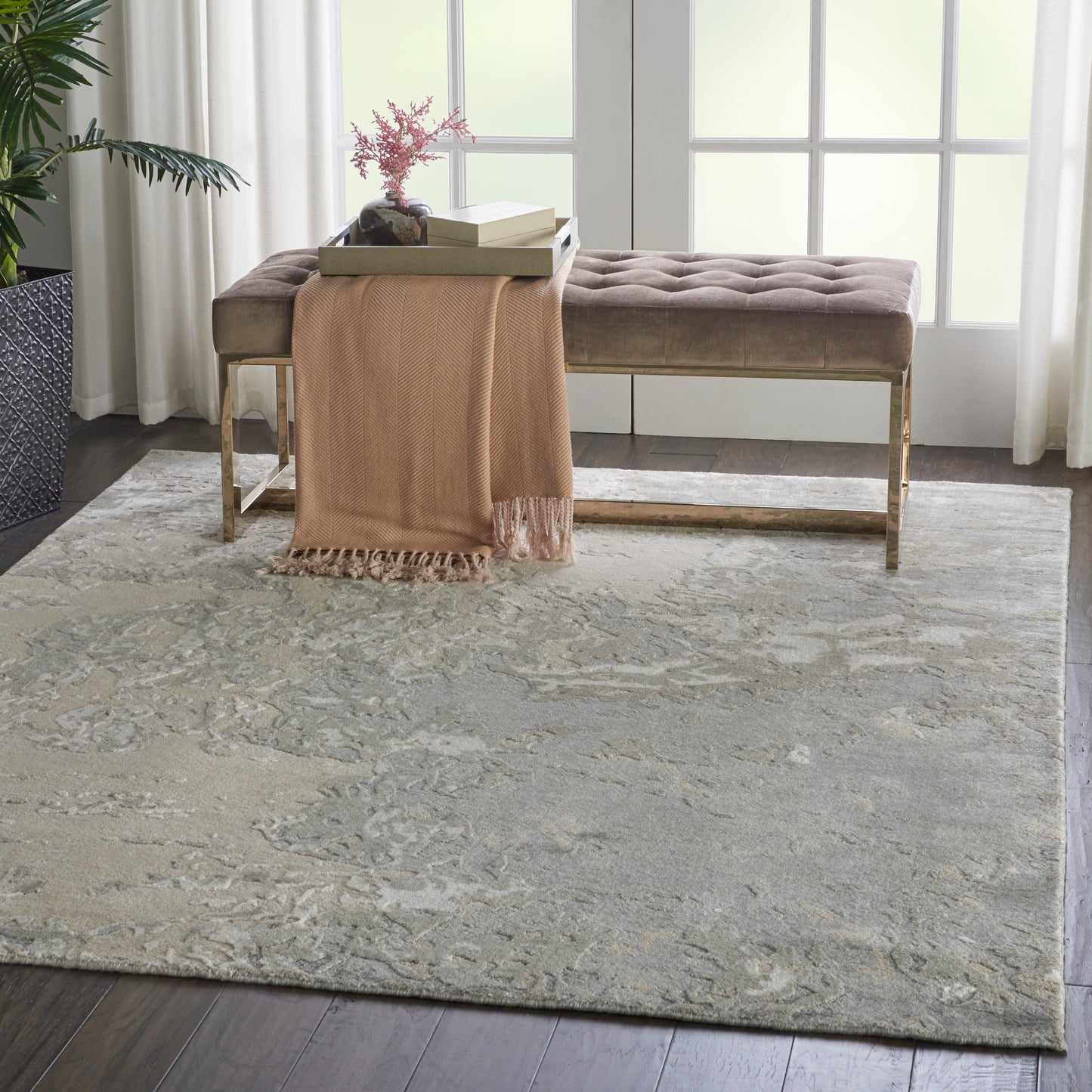 Nourison Silk Shadows 5'6" x 7'5" Sand Modern Indoor Rug