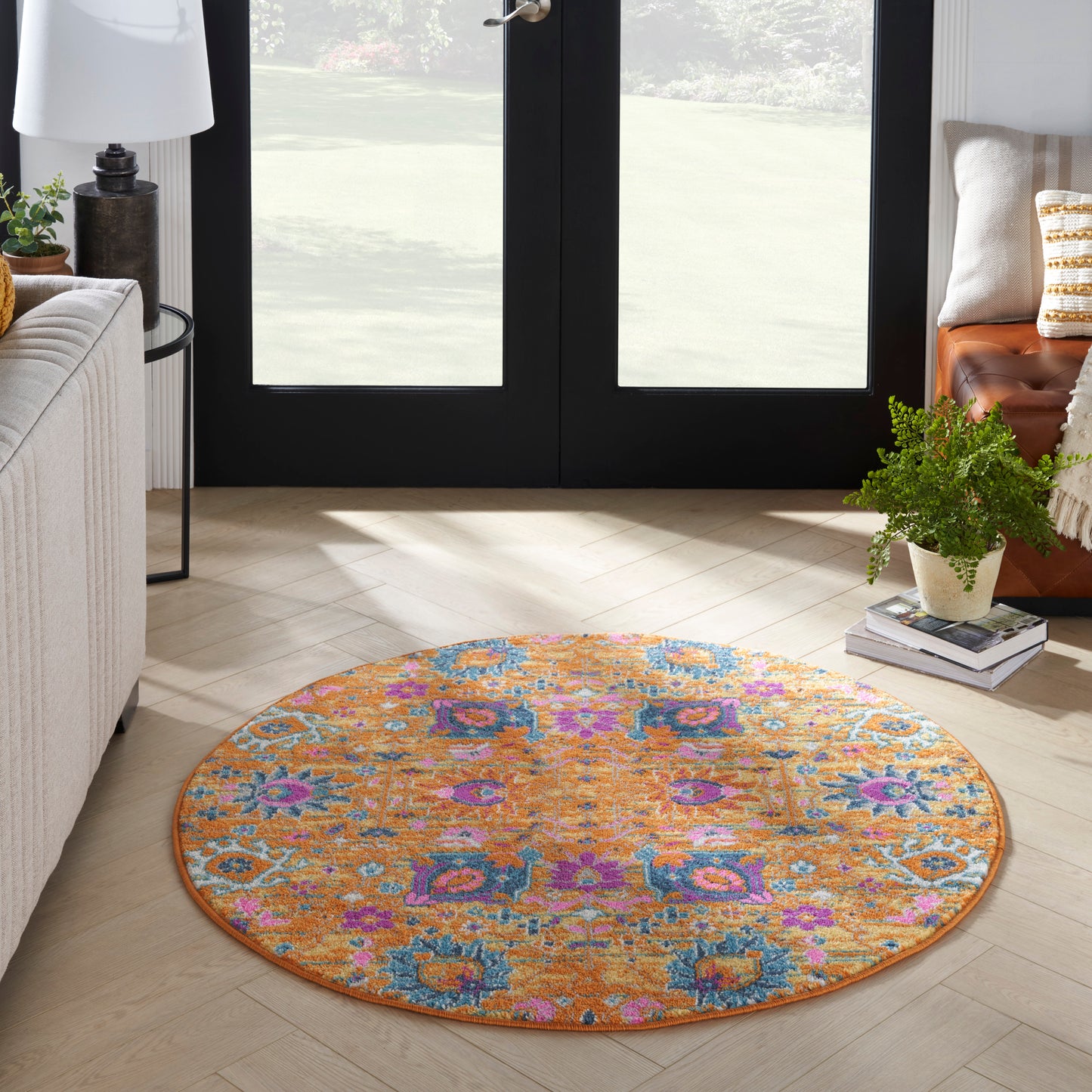 Nourison Passion 4' x Round Sunburst Bohemian Indoor Rug