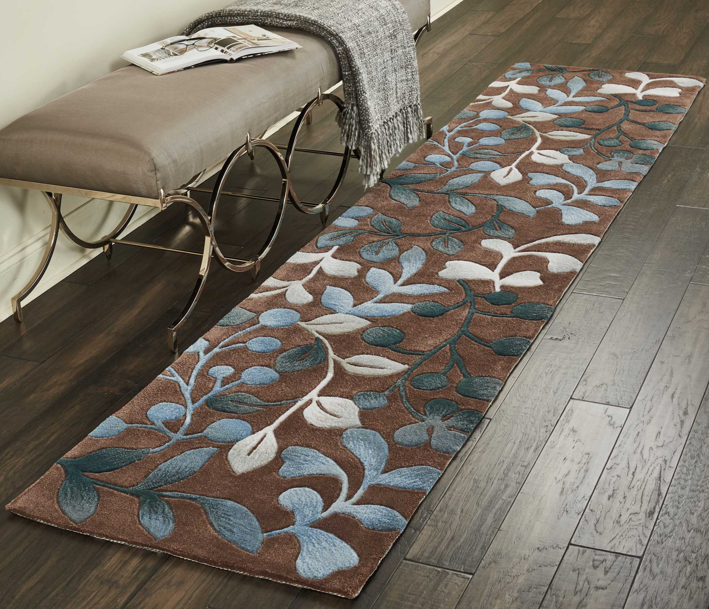 Nourison Contour 2'3" x 10' Mocha Contemporary Indoor Rug