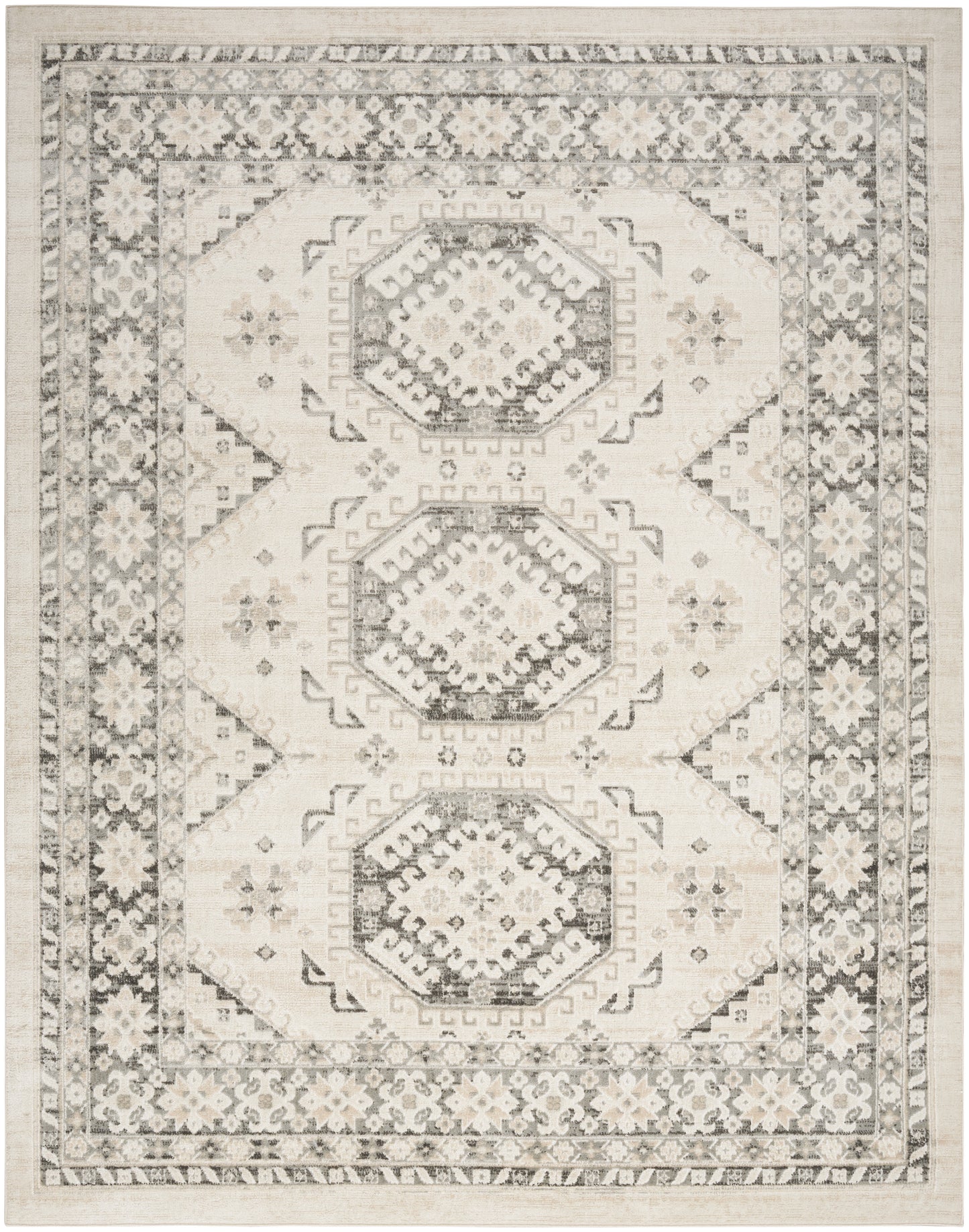 Nourison Serenity Home 9' x 12' Ivory Grey Vintage Indoor Rug