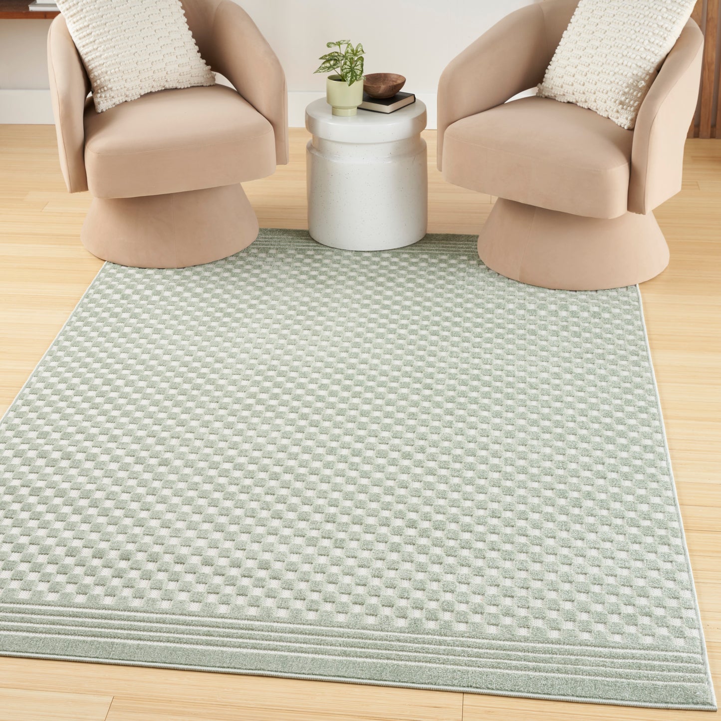 Nourison Care Free 3'11" x 5'11" Green Modern Indoor Rug