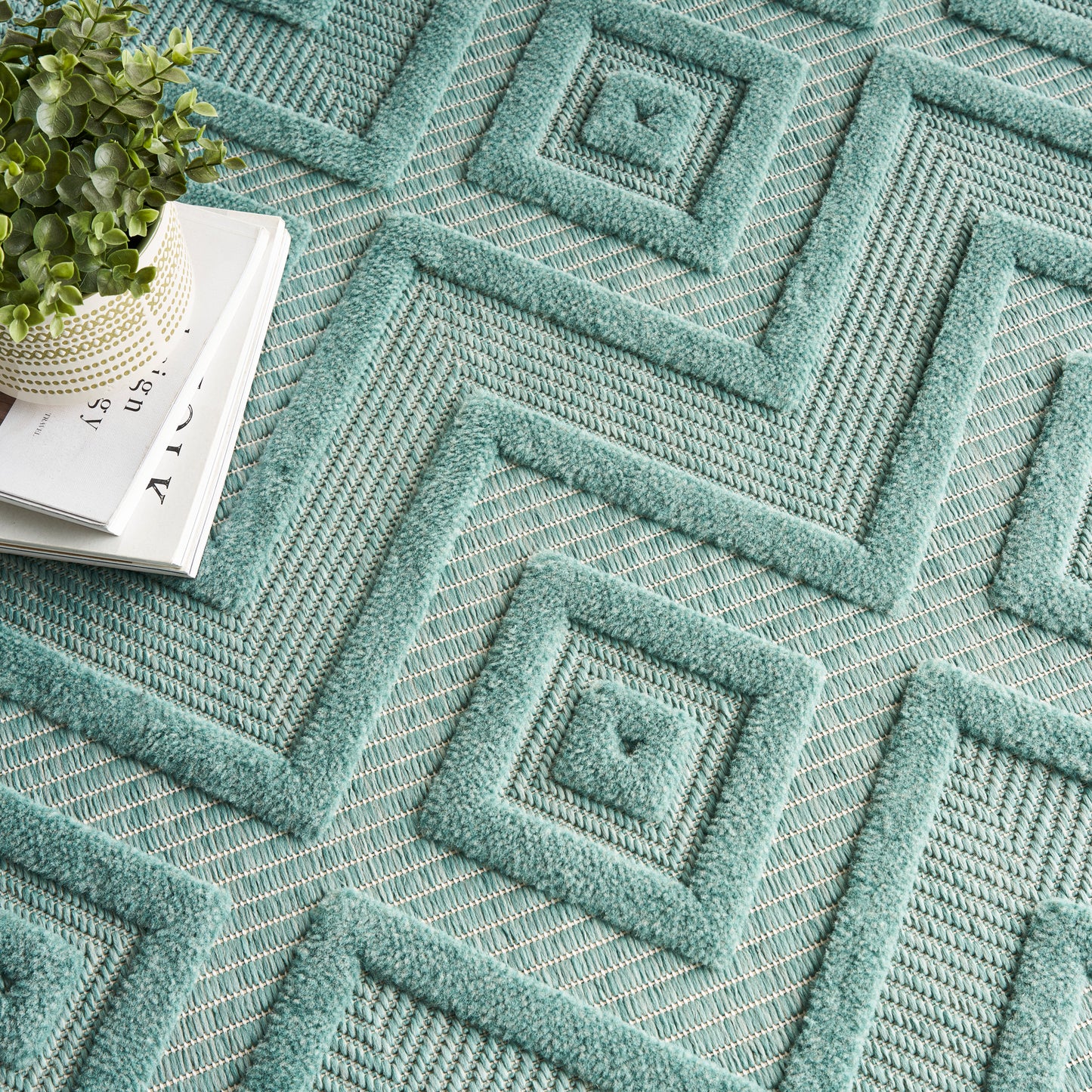 Nourison Versatile 7' x 10' Aqua Teal Modern Rug