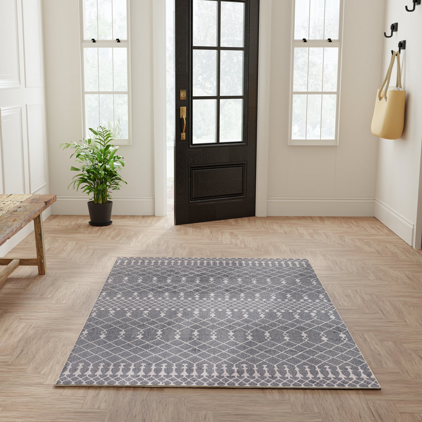 Nourison Astra Machine Washable 4' x 6' Denim Bohemian Indoor Rug