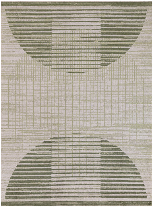 Nourison Astra Machine Washable 5'3" x 7' Ivory Olive Mid-Century Modern Indoor Rug