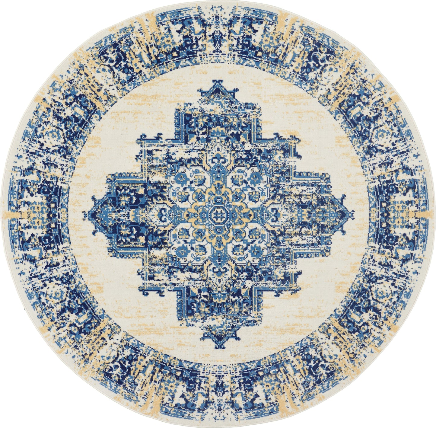 Nourison Grafix 8' x Round White Vintage Indoor Rug