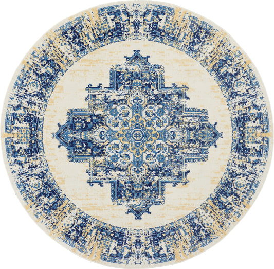 Nourison Grafix 8' x Round White Vintage Indoor Rug