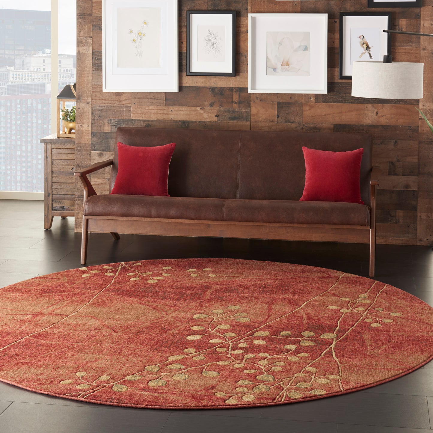 Nourison Somerset 7'9" x Round Flame Rustic Indoor Rug