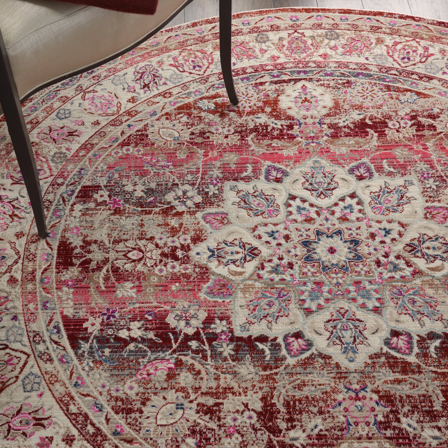 Nourison Vintage Kashan 4' x Round Red Vintage Indoor Rug