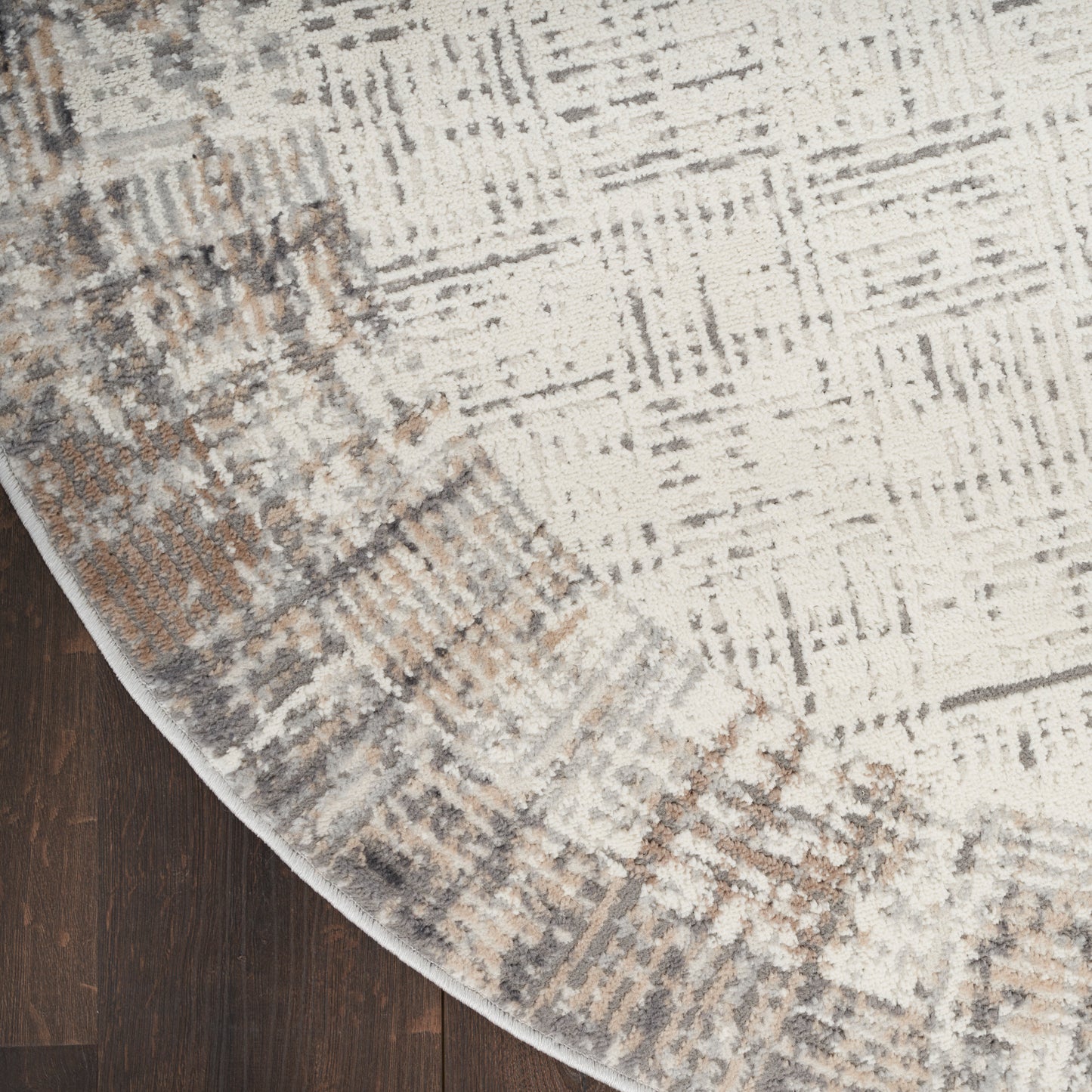 Nourison Elation 7’10” x Round Ivory Grey Modern Indoor Rug