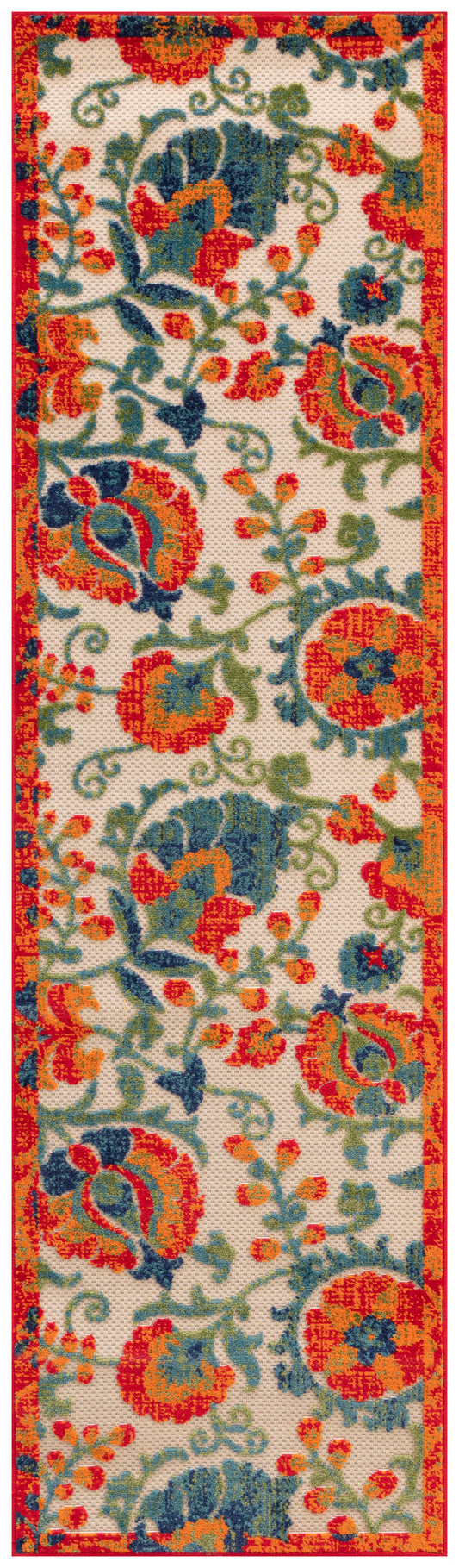 Nourison Aloha 2'3" x 8' Red Multicolor Farmhouse Rug