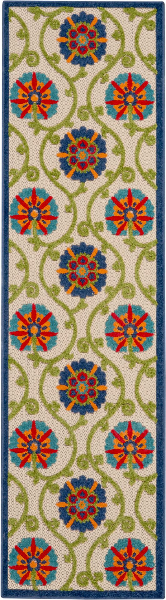 Nourison Aloha 2' x 6' Blue Multicolor Contemporary Rug