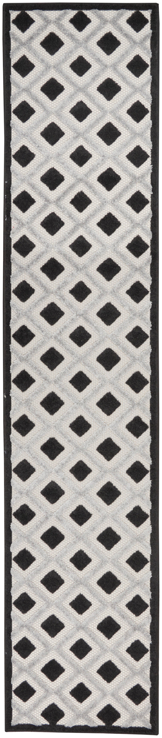 Nourison Aloha 2'3" x 12' Black White Modern Rug