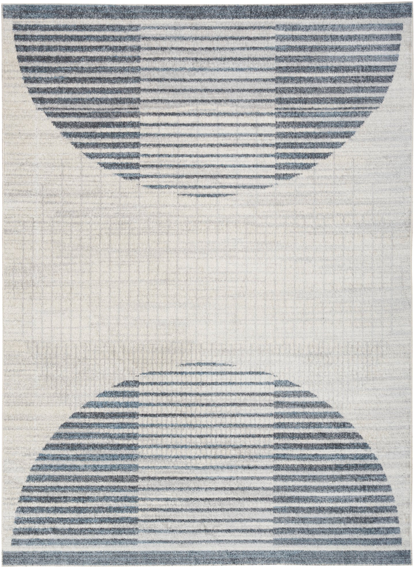 Nourison Astra Machine Washable 4' x 6' Ivory Blue Mid-Century Modern Indoor Rug