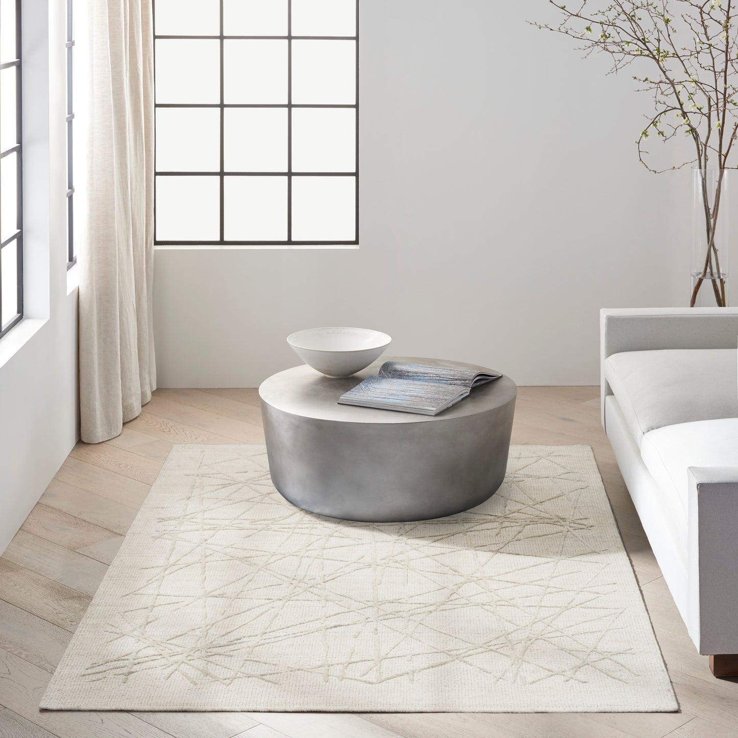 Calvin Klein CK044 Wander 5'3" x 7'3" Ivory Grey Modern Indoor Rug