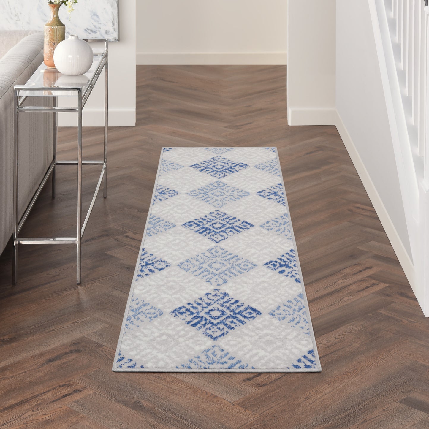 Nourison Whimsicle 2' x 6' Grey Blue Bohemian Indoor Rug