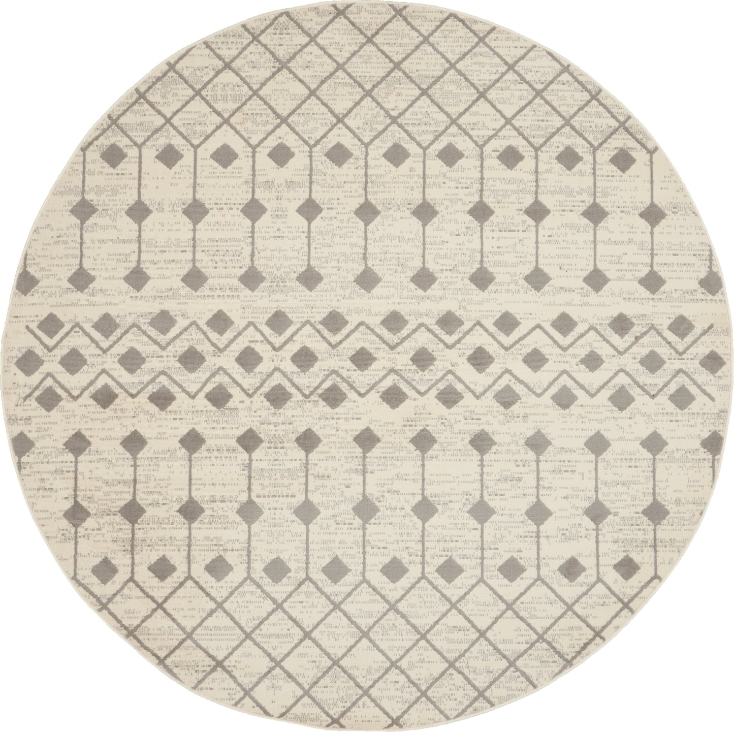 Nourison Grafix 8' x Round Ivory/Grey Bohemian Indoor Rug