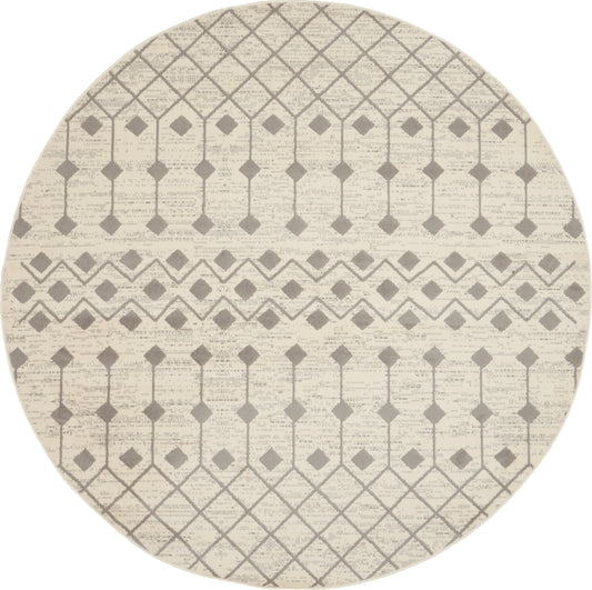 Nourison Grafix 8' x Round Ivory/Grey Bohemian Indoor Rug