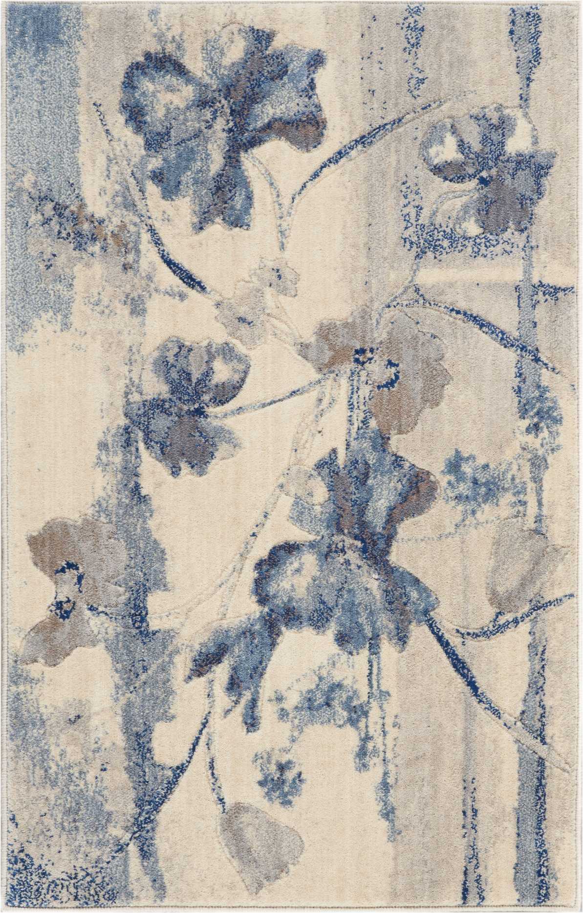 Nourison Somerset 2'6" x 4' Ivory/Blue Farmhouse Indoor Rug