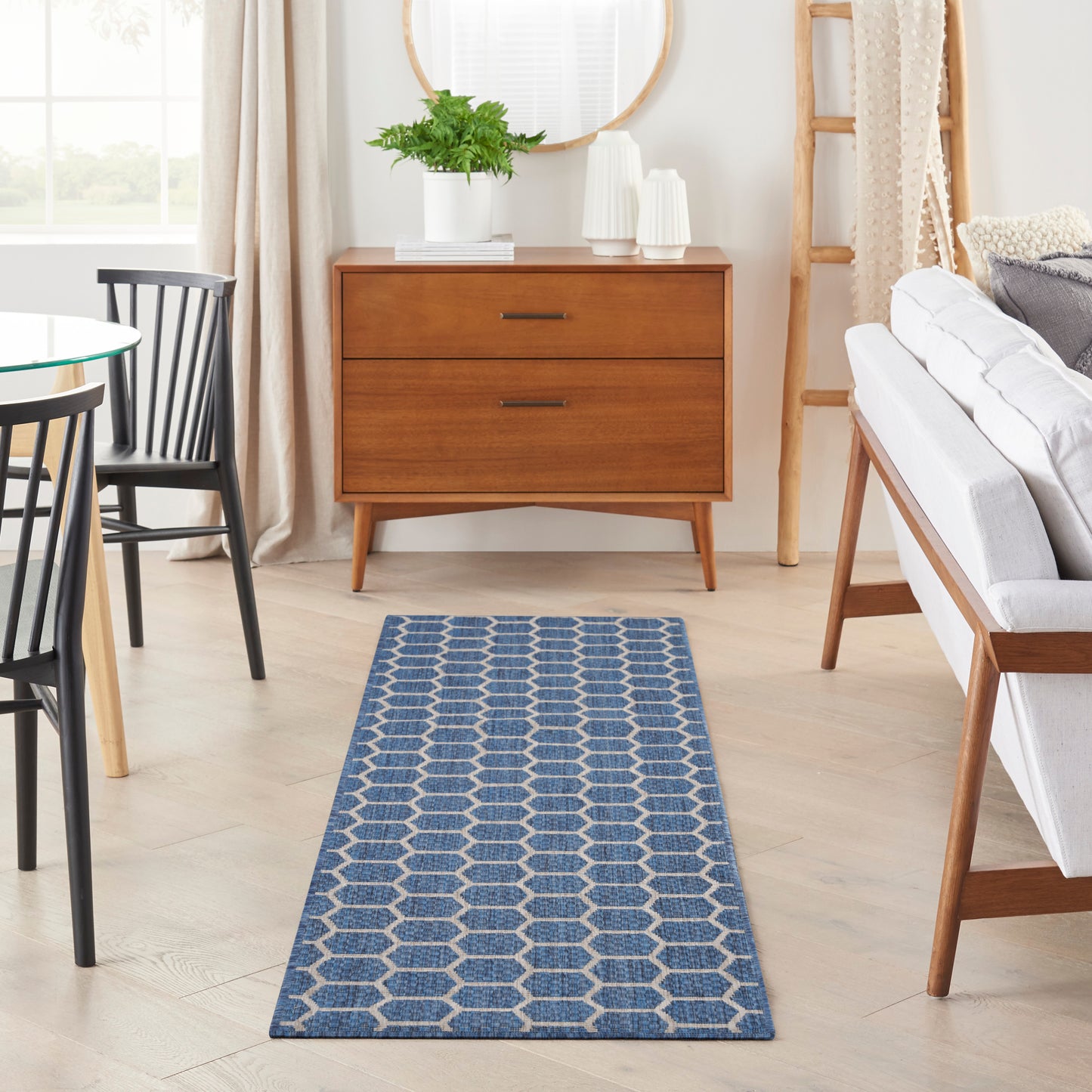 Nourison Twist Reversible 2' x 6' Blue Modern Rug