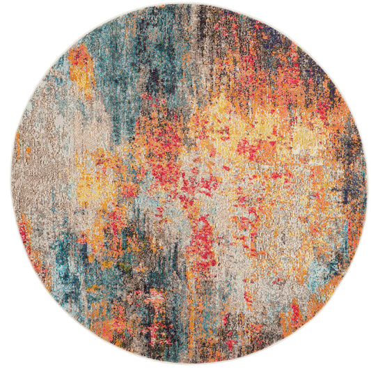 Nourison Celestial 5'3" x Round Multicolor Modern Indoor Rug