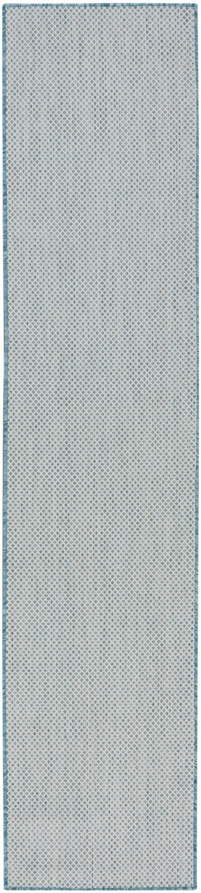 Nourison Courtyard 2' x 6' Ivory Aqua Modern Rug