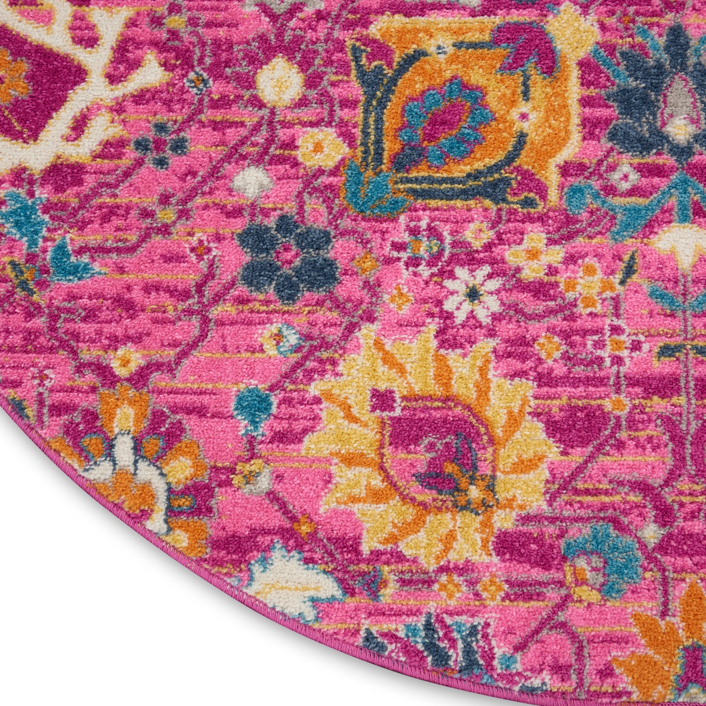 Nourison Passion 4' x Round Fuchsia Bohemian Indoor Rug